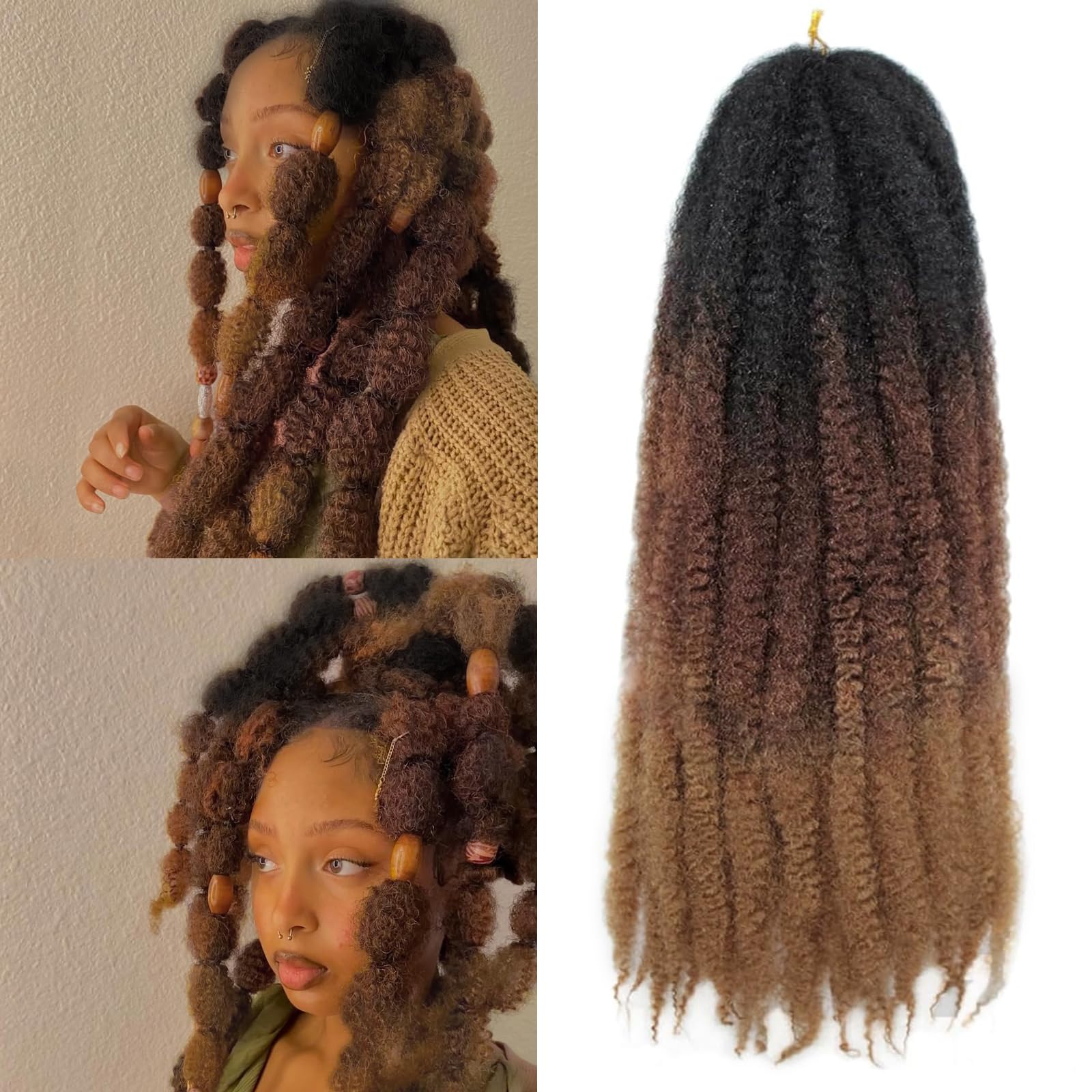 XIMENALU Marley Twist Braiding Hair Afro Kinky Curly Cuban Twist Hair Marley Twists Crochet Braids Synthetic Senegalese Twists Crochet Hair Extensions for Women (1B/30/27#
