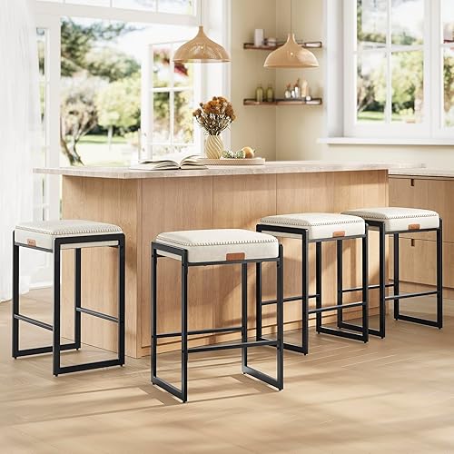 Miniatura 14 de VASAGLE EKHO Collection - Juego de 3 taburetes de bar, taburetes de bar de altura de mostrador, cuero sintético con costuras, taburetes de mostrador