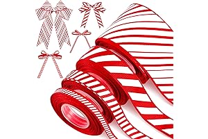 4 Rolls 52 Yard Christmas Ribbon Candy Cane Christmas Tree Decorations