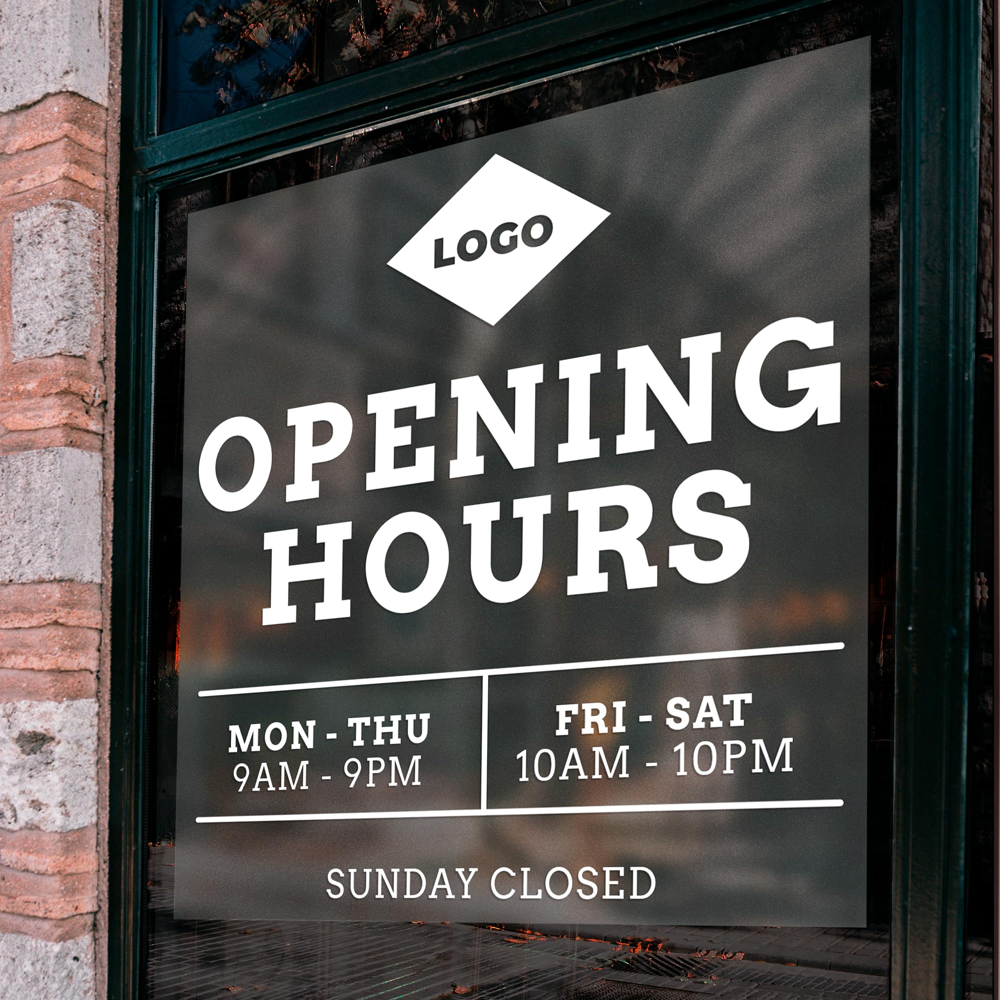 EGD 2025 Enhanced Peel & Stick Tech for Custom Business Hours Sign for Glass Door | Business Hours Sign | Hours of Operation Signs for Business with