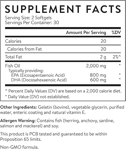 Miniatura 4 de Essential Stacks Smart Omega 3 - Aceite de pescado sin eructos - 1400 mg EPA DHA por porción, recubrimiento entérico (60 cápsulas)