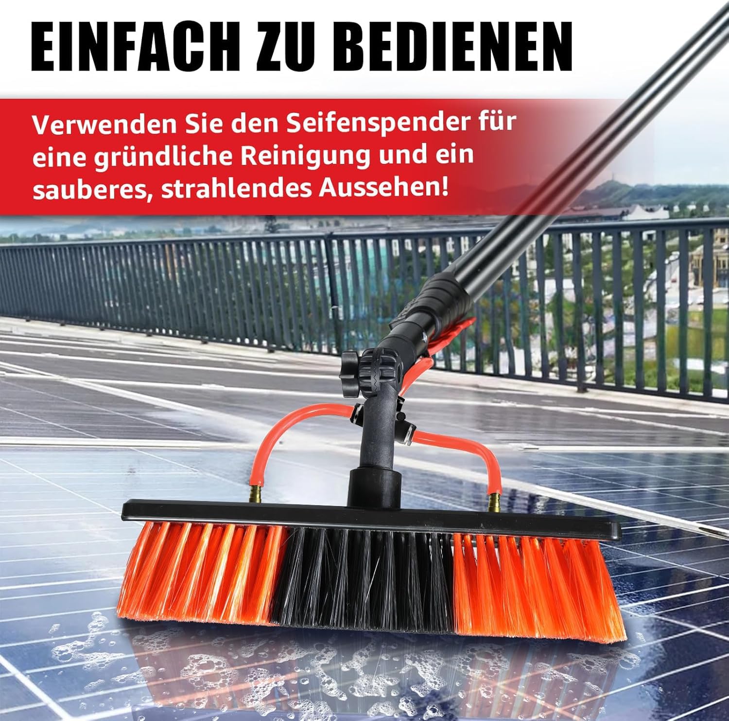 XDOVET 7.2M Brosse Telescopique Toiture,Perche Nettoyage Toiture,Manche Telescopique 7.2m avec Raccord d'eau,Perche Telescopique Nettoyage Panneaux Solaires,Balai Brosse Telescopique 1pcs
