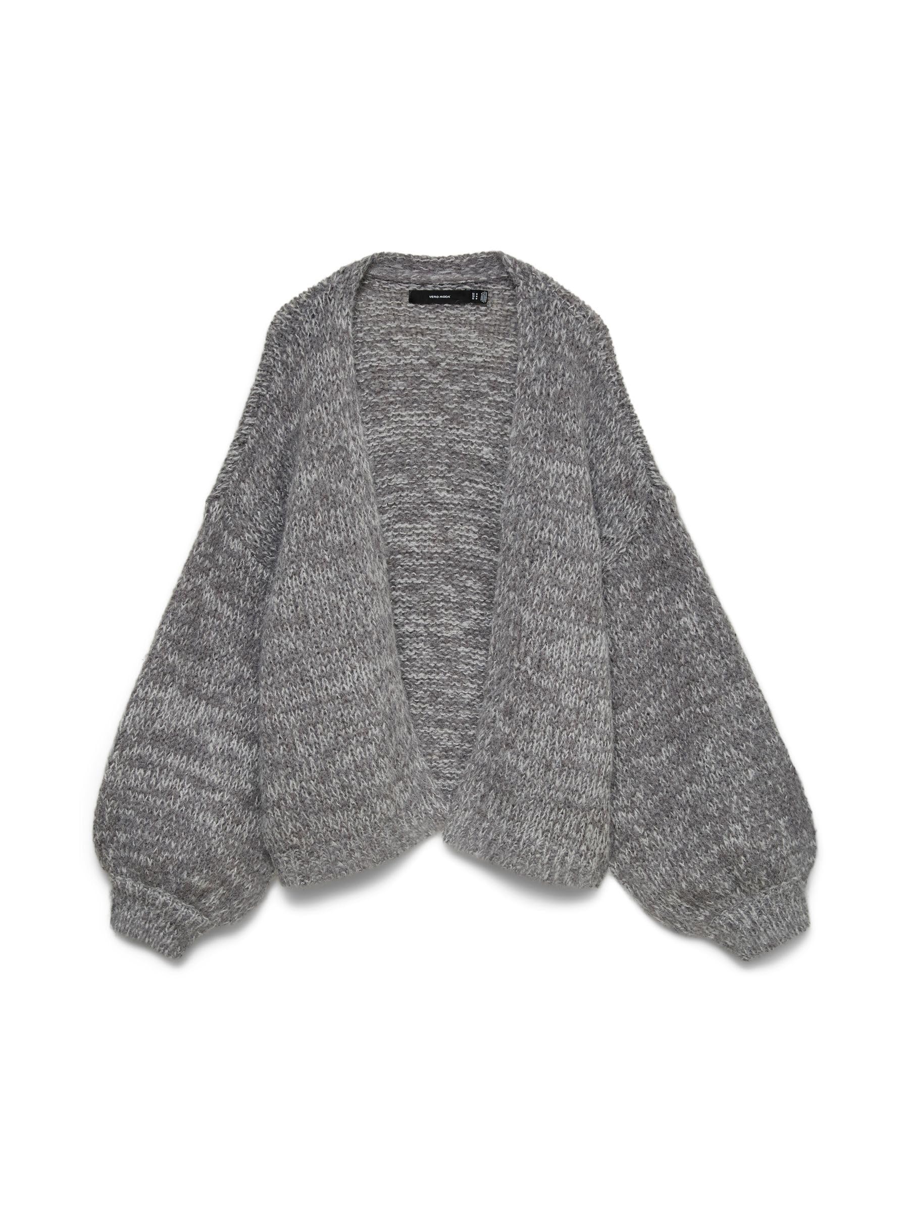 VERO MODA Vmmaybe LS Open Cardigan Noos, Melange Medium Grey, L Women, Medium Grey Melange, L