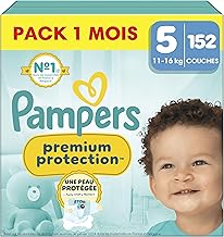 Pampers Premium Protection, Size 5, 152 Nappies, 11-16 kg, Double Protection for Skin and Leaks With Stop & Protect Pocket to Help Capture Leaks, Pack 1 Month