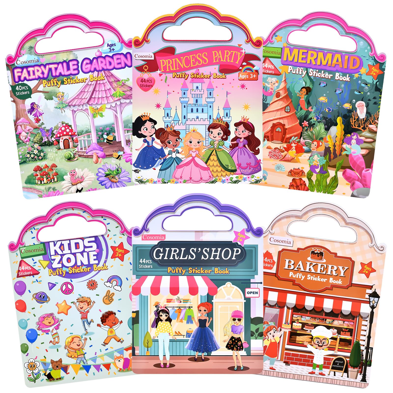 Photo 1 of ***MISSING PARTS***
Cosomia 6 Set (260pcs) Puffy Sticker Books Activity for Girls, Reusable Stickers Book, Fairytale+Garden+Princess Party+Mermaid+Kids Zone+Girls' Shop, Travel Book for Kids Ages 3+
