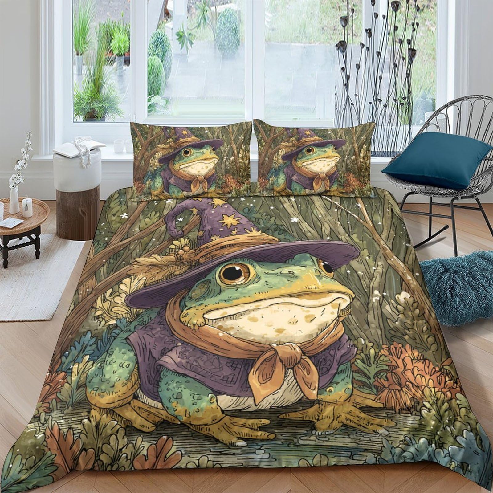 Ctjqhvkz Style-7 3D Printed Frog Wizard Fitted Sheet Microfiber Soft Breathable Forest Magic Bed Cover For Bedroom Dorm Mattress Protection Decor Single（135X200cm）