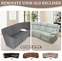 Vista 7 de ALIECOM Fundas 100% impermeables para sofá seccional reclinable en forma de L, fundas elásticas para esquinas de sofá reclinable seccional, funda