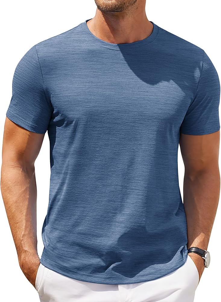 Herren Rundhals T-Shirt Kurzarm Freizeit Sommer Basic Tee Muskel Slim Fit Arbeit