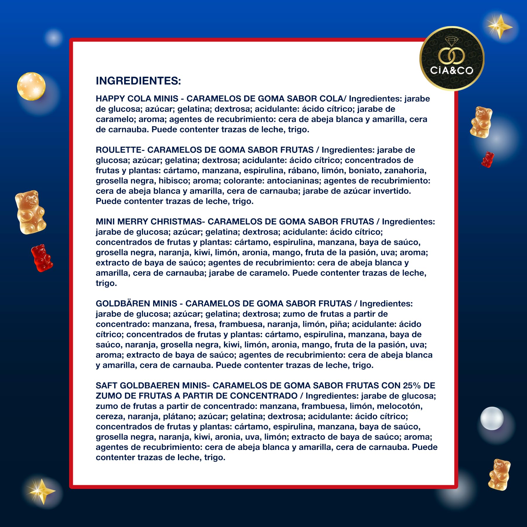 Calendario de Adviento HARIBO 2025 Brilla en la Oscuridad 24 Bolsitas Caramelos de Goma Variados 300 g