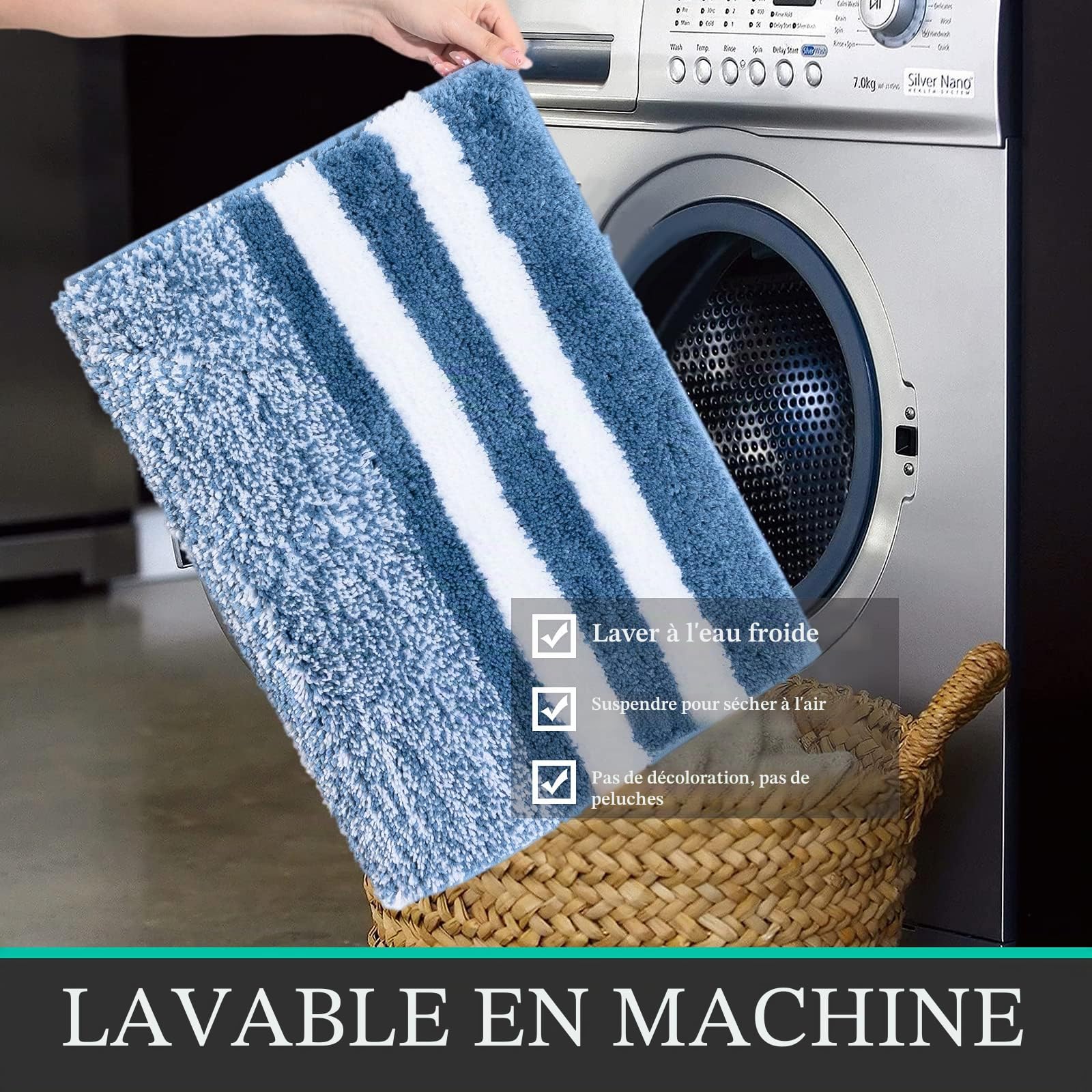 Pauwer Doux Tapis de Bain Antidérapant 50 x 80 cm Microfibre Absorbant Lavable
