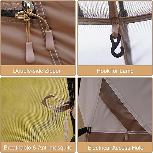 Miniatura 7 de Vidalido Tienda de campaña para 3-4 personas con 1 puerta de malla y 2 ventanas de malla grandes, tienda de campaña familiar portátil impermeable de