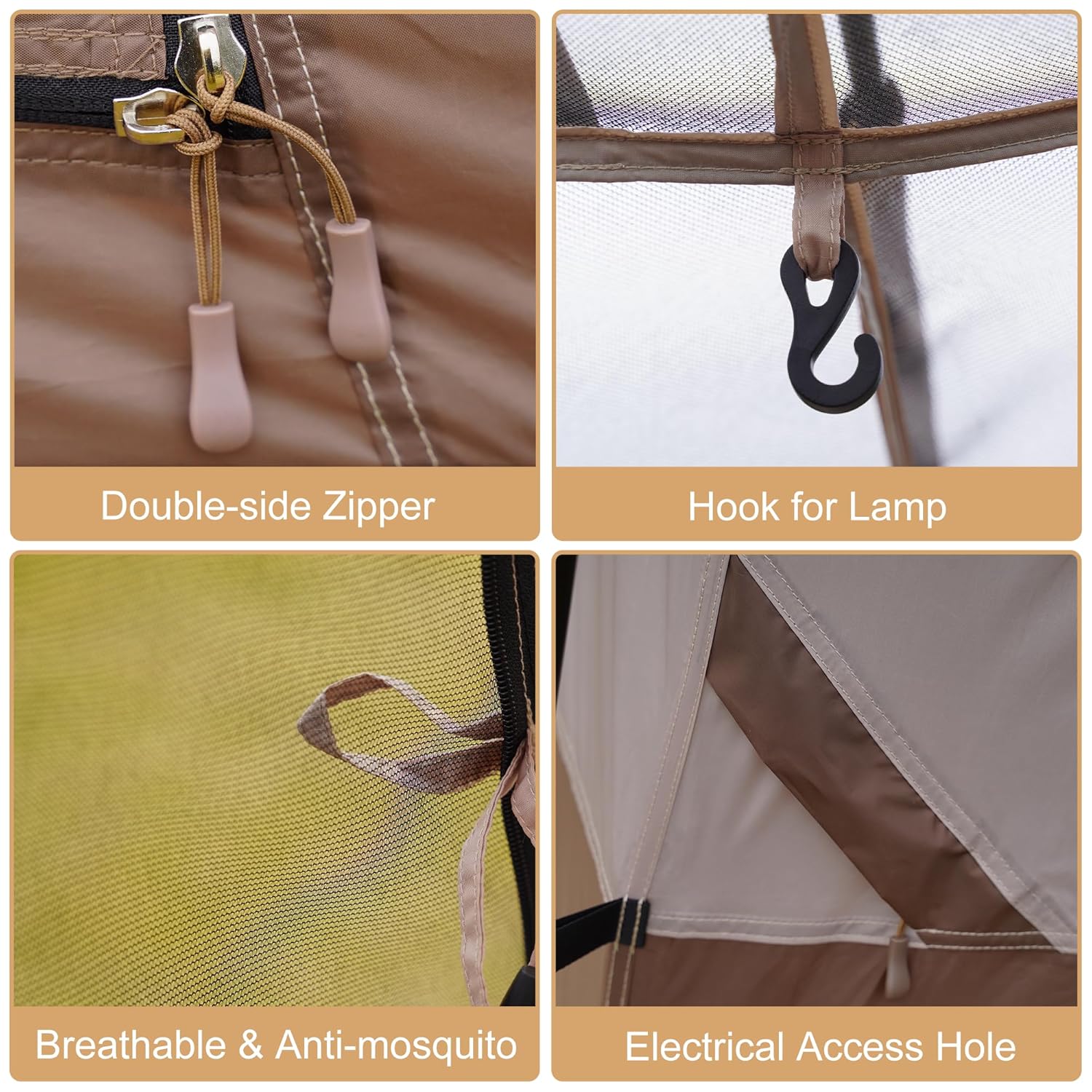 Vidalido 3-4 Person Tent with 1 Mesh Door and 2 Large Mesh Window, Double Layer Waterproof Portable Family Cabin Tent, 4 Person Tents for Outdoor Camping Hiking