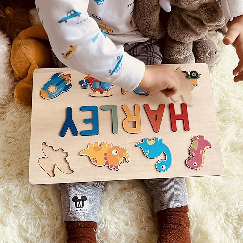 Miniatura 7 de Rompecabezas de nombre personalizado para niños, rompecabezas de nombres para niños de 1 a 3 años, rompecabezas de madera personalizados con grabado