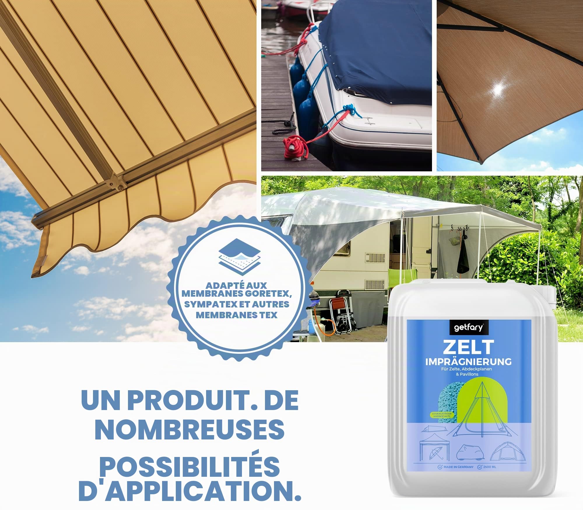 Getfary Spray imperméabilisant pour tentes et tonnelles 3L - Imprégnation Premium à vaporiser pour l'extérieur