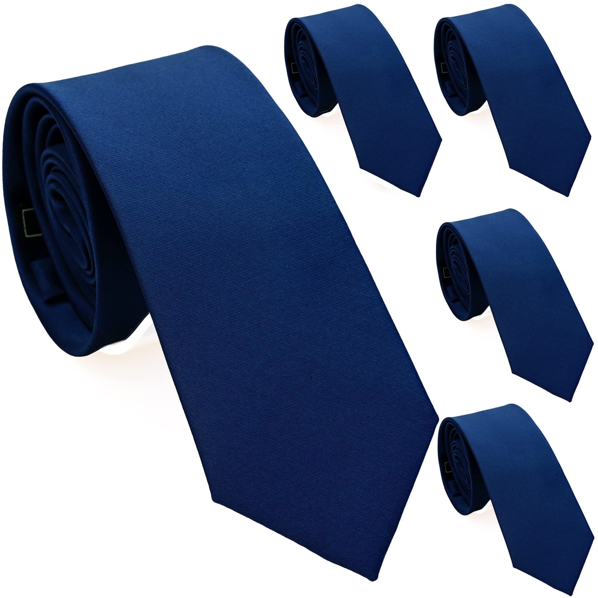 Skinny Ties for Men, 2.5-Inch Slim Neckties, Solid Color Packs