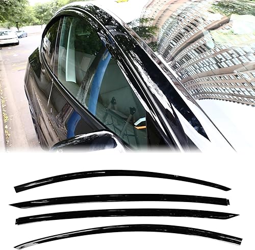 FREEMOTOR802 Viseras de ventana adhesivas compatibles con Tesla Modelo Y 2020-2023, deflectores de viento laterales, protectores de lluvia, viseras