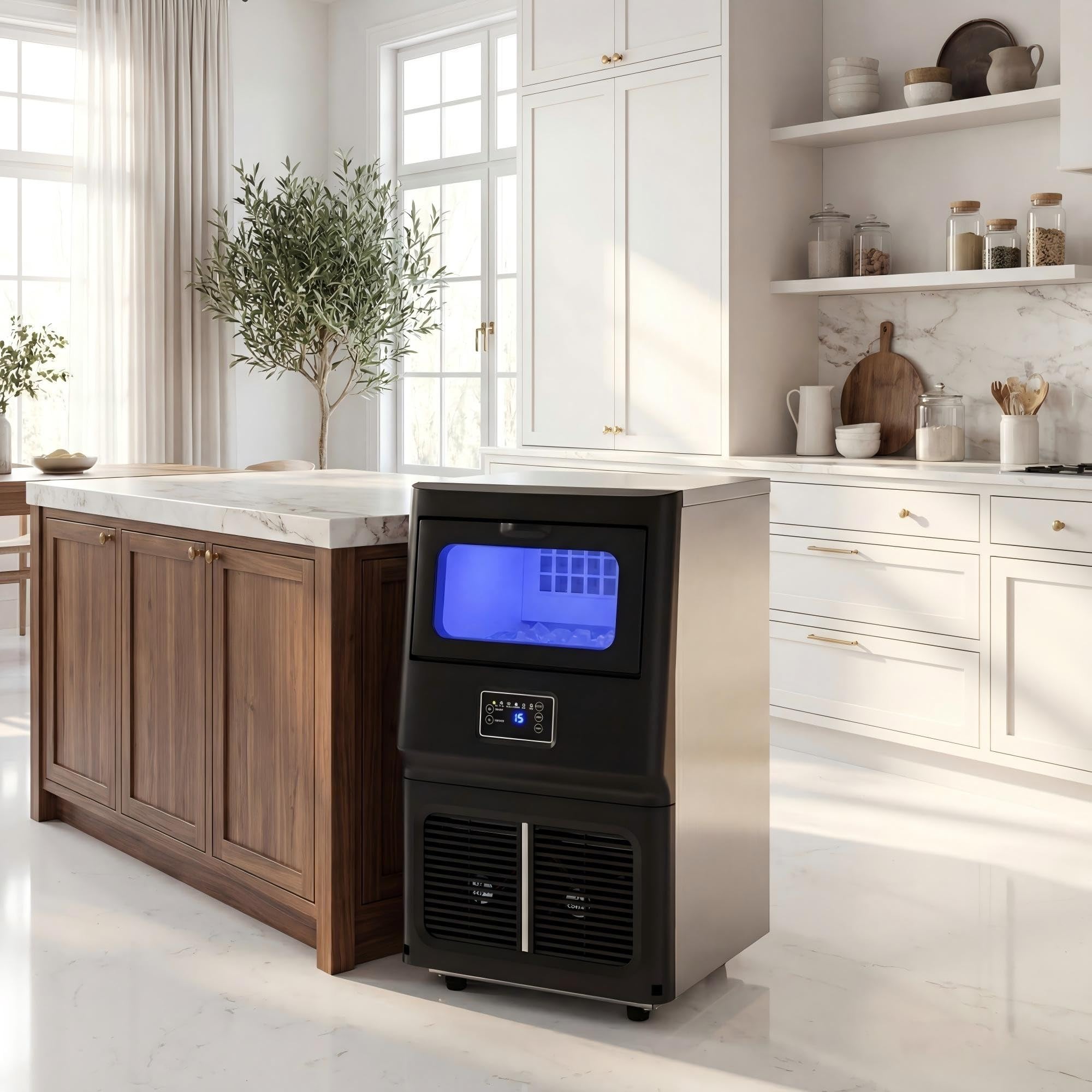 GIANTEX Macchina per Ghiaccio Professionale, Macchina Ghiaccio a Alta Efficienza, 25-30 kg in 24H, con Display Digitale, Timer e Autopulizia, Cubetti di Ghiaccio Trasparenti, per Uso Casa, Ufficio