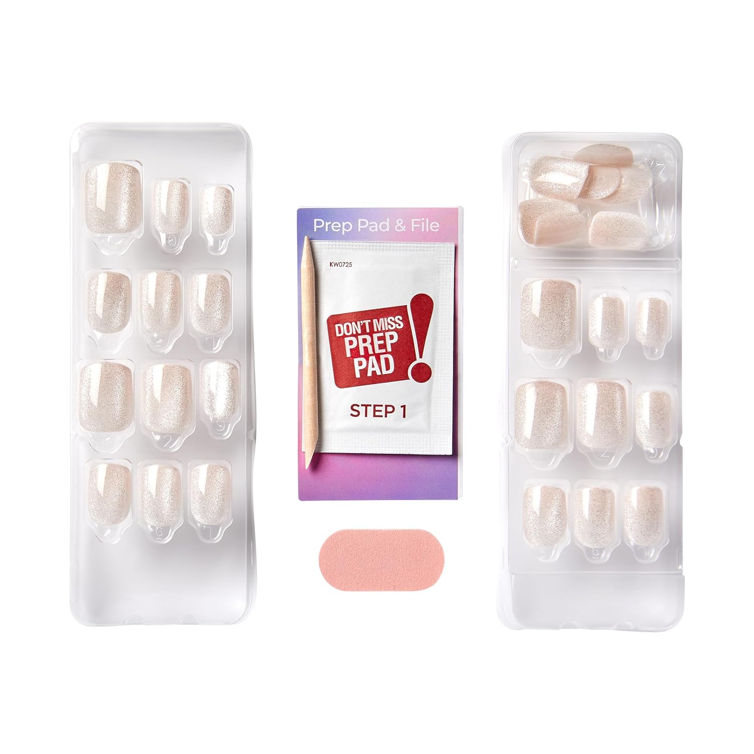 Kiss colorFX by Impress Press On Nails, Rebel, 30 No Glue Peel and Stick Nails Kit with IMPROVED Adhesive, Light Pink Squoval Chrome Effect, Includes Prep Pad, Manicure Stick & Mini File