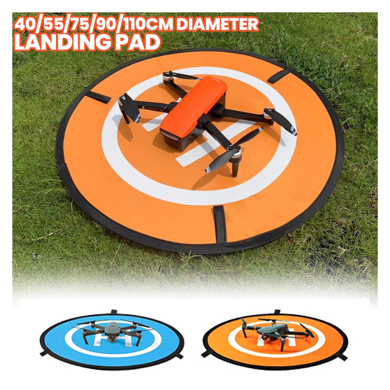 Składana podkładka do drona 55/75/90/110 cm, uniwersalna podkładka do quadcoptera z dwustronnym designem o wysokiej widoczności, wodoodporna mata do drona RC do DJI Mini/Air/Mavic Series/Avata/FPV