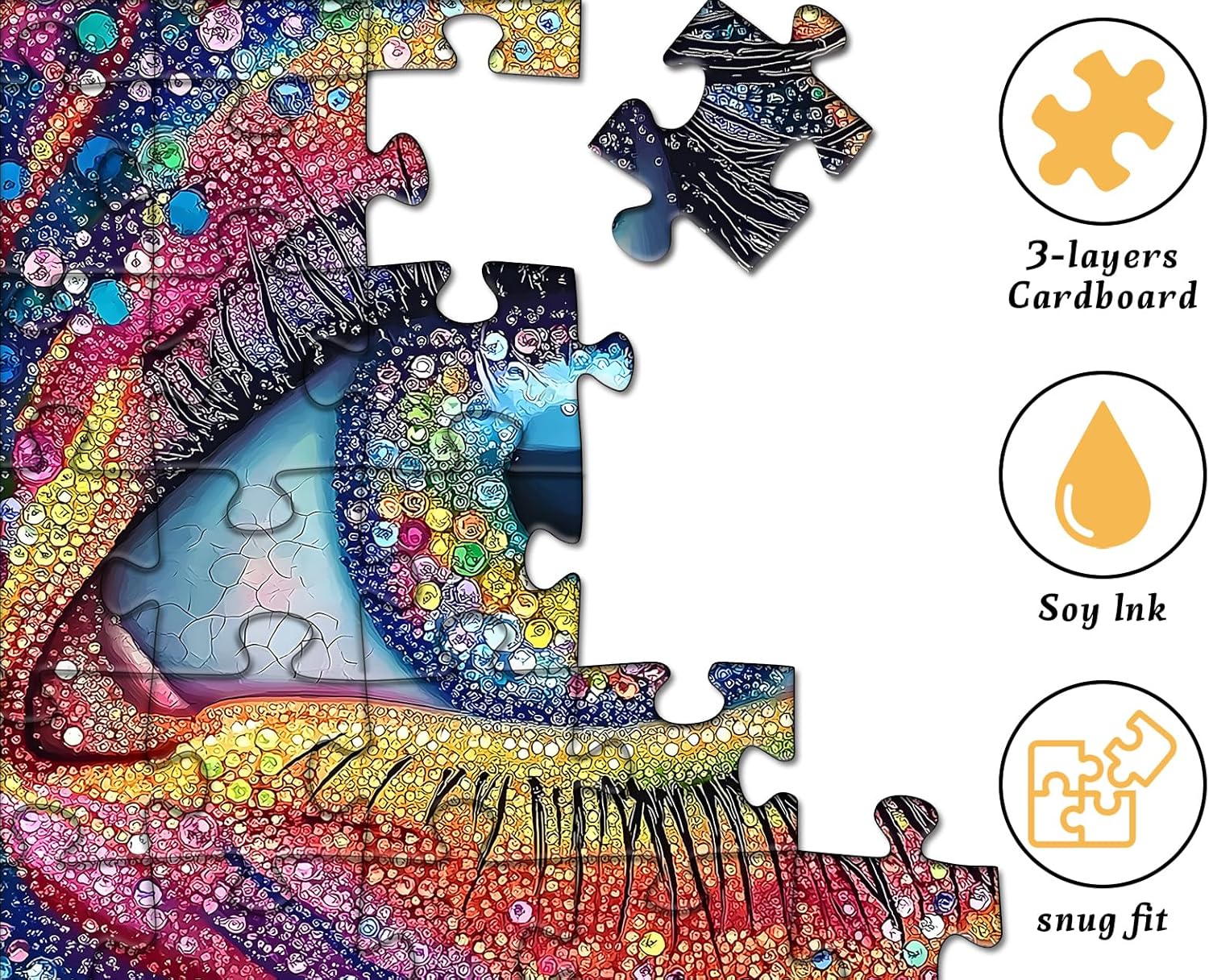 Impossible Puzzles for Adults 1000 Pieces, Colorful Eye Gemstone Art Puzzles Difficult, Rainbow Crystal Hard Challenging Jigsaw Puzzles for Adults Aesthetic