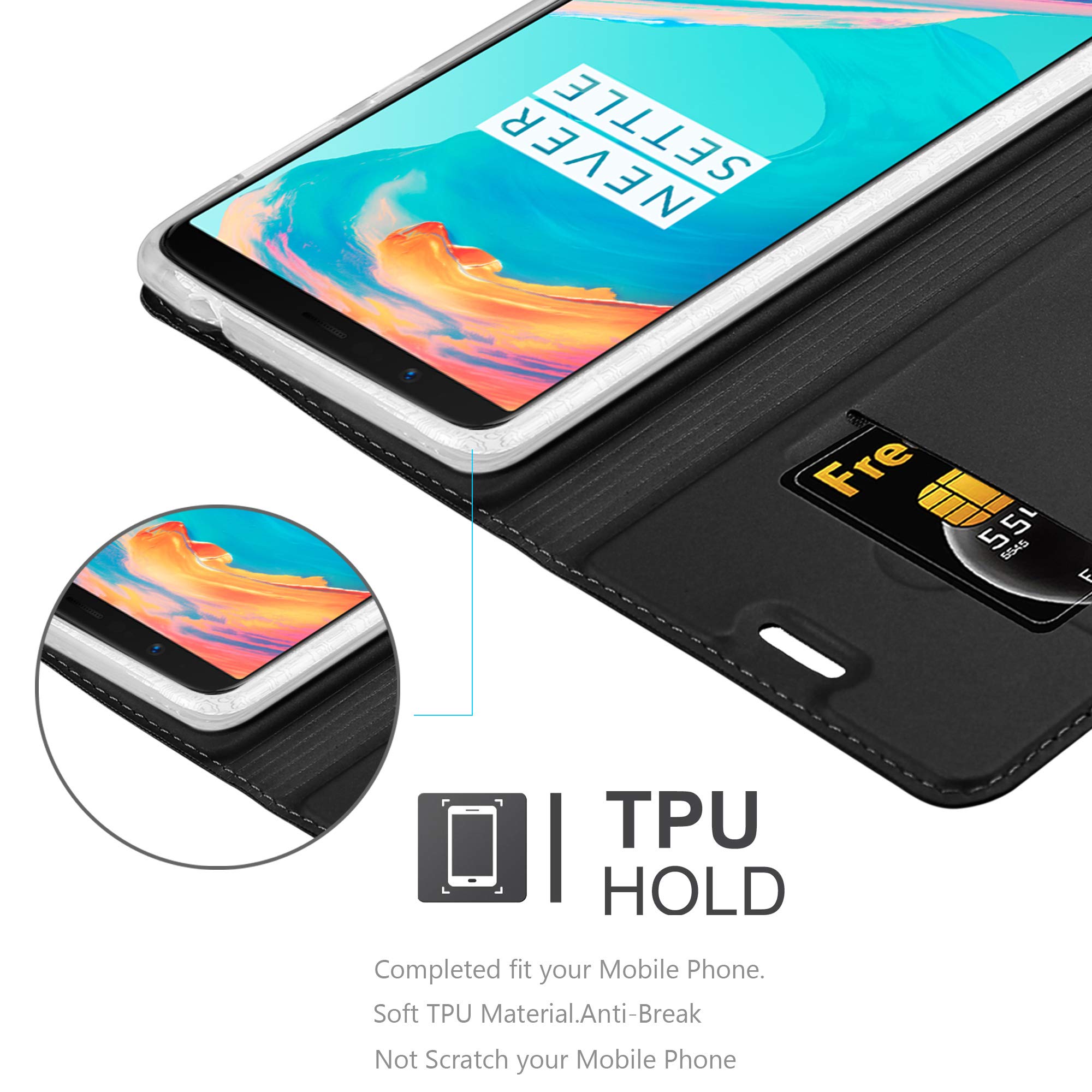 Cadorabo Custodia Libro-portafoglio Per OnePlus 7T Pro, Colore Grigio Chiaro/marrone, Con Vani Carte E Funzione Stand