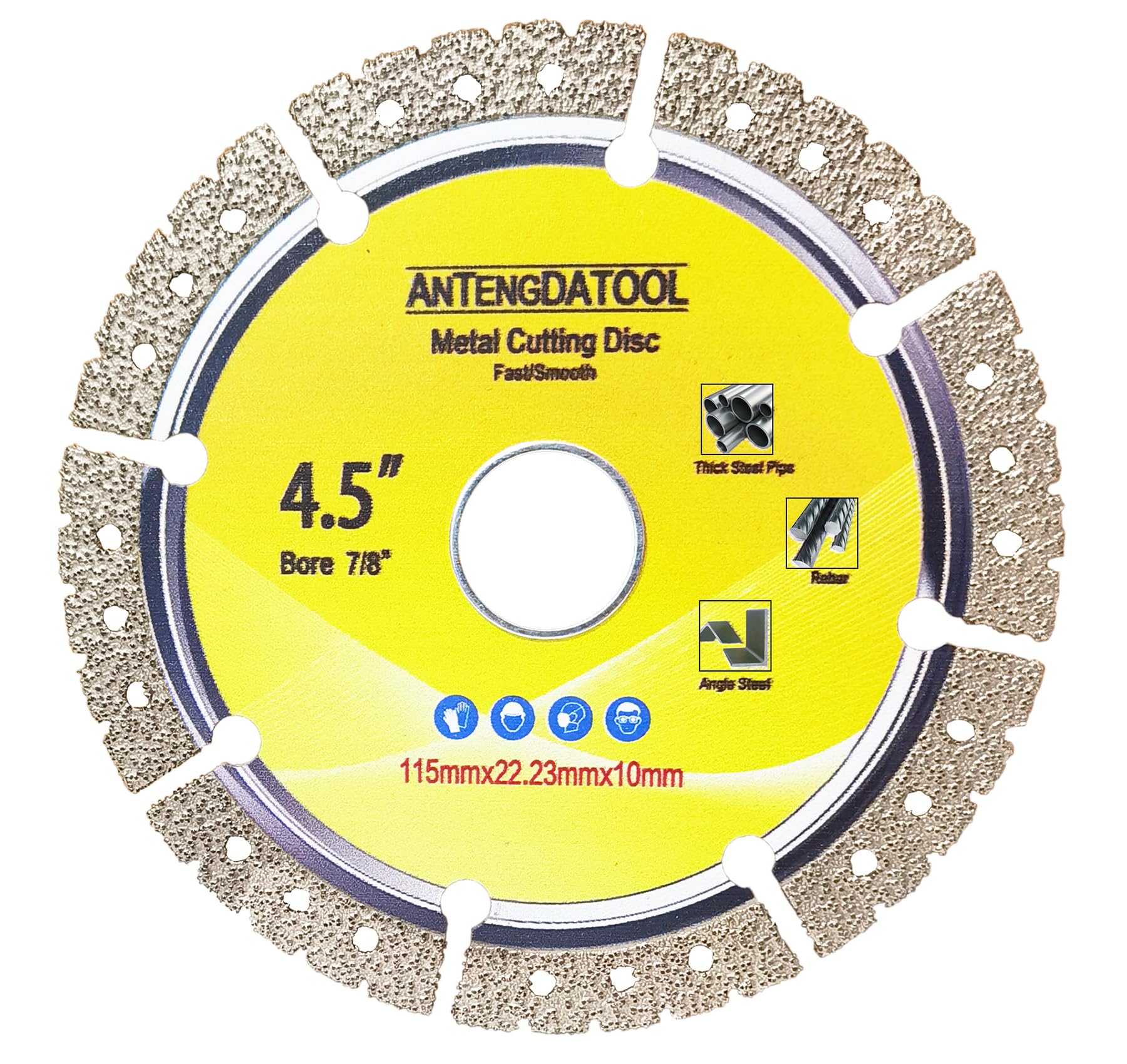 ANTENGDATOOL 4-1/2 Inch Diamond Cut Off Wheel for Metal, 4.5" Angle Grinder Cutting Grinding Disc on Cast Iron Rebar Steel Carbide Stainless Saw