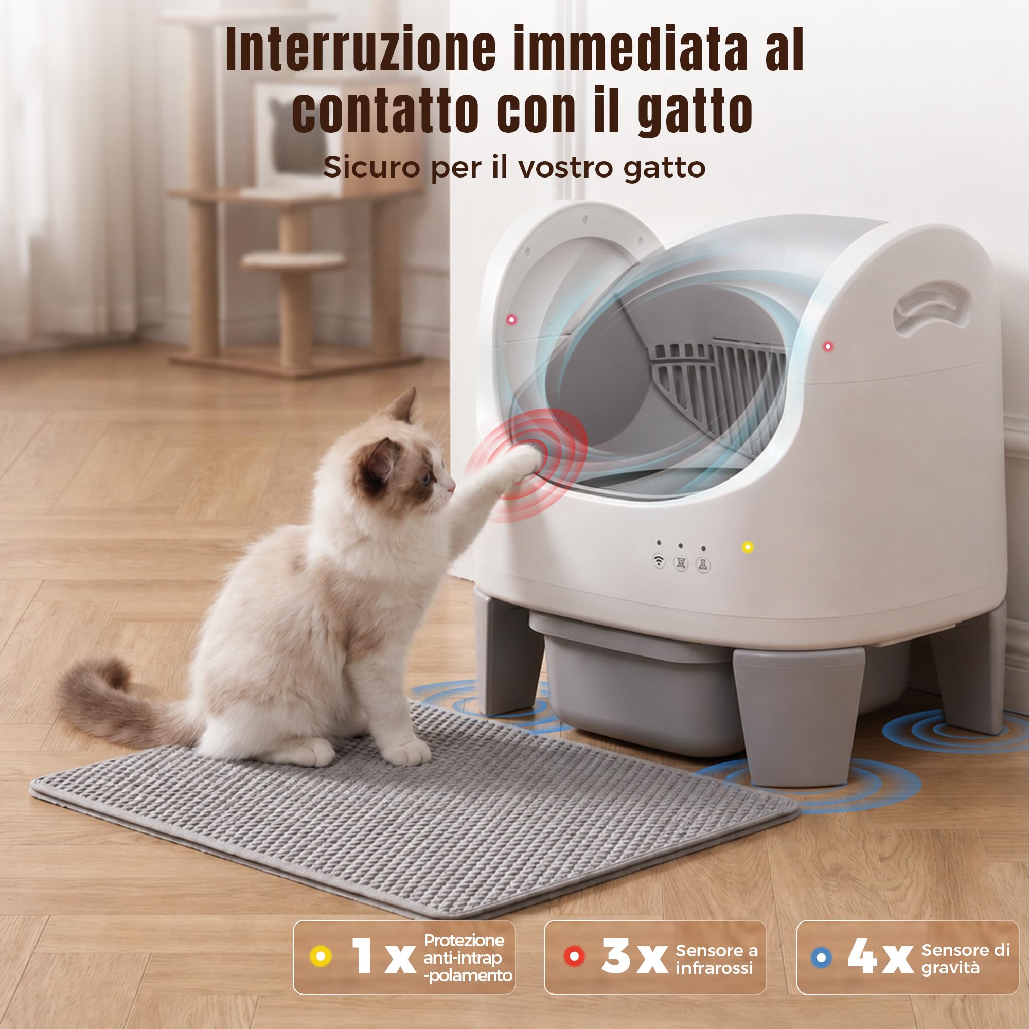 Jummico Lettiera Gatto Autopulente, Lettiera Autopulente per Gatti Aperta, Controllo APP / 15 Giorni senza Rimuovere le Feci/Design Anti-Pizzicamento, Lettiera Smart adatta per Gatti da 1,5 a 10 kg