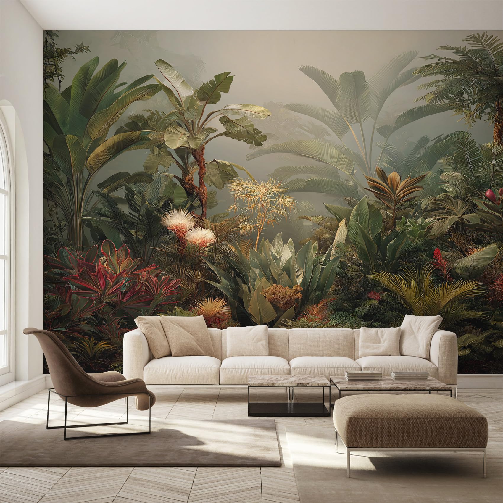 Generico Fotomurali Carta da Parati Giungla Tropical, Carta da Parati Camera da Letto Foresta Pluviale Tropicale Soggiorno Decorazioni Parete Tessuto Non Tessuto 400x280 W38