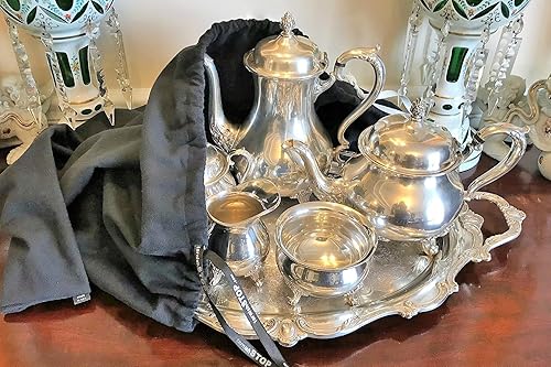 Miniatura 7 de T-STOP  Bolsa de lujo antideslustre para almacenamiento de plata  Protección probada patentada  Pequeña 13 x 10 pulgadas  Azul rey