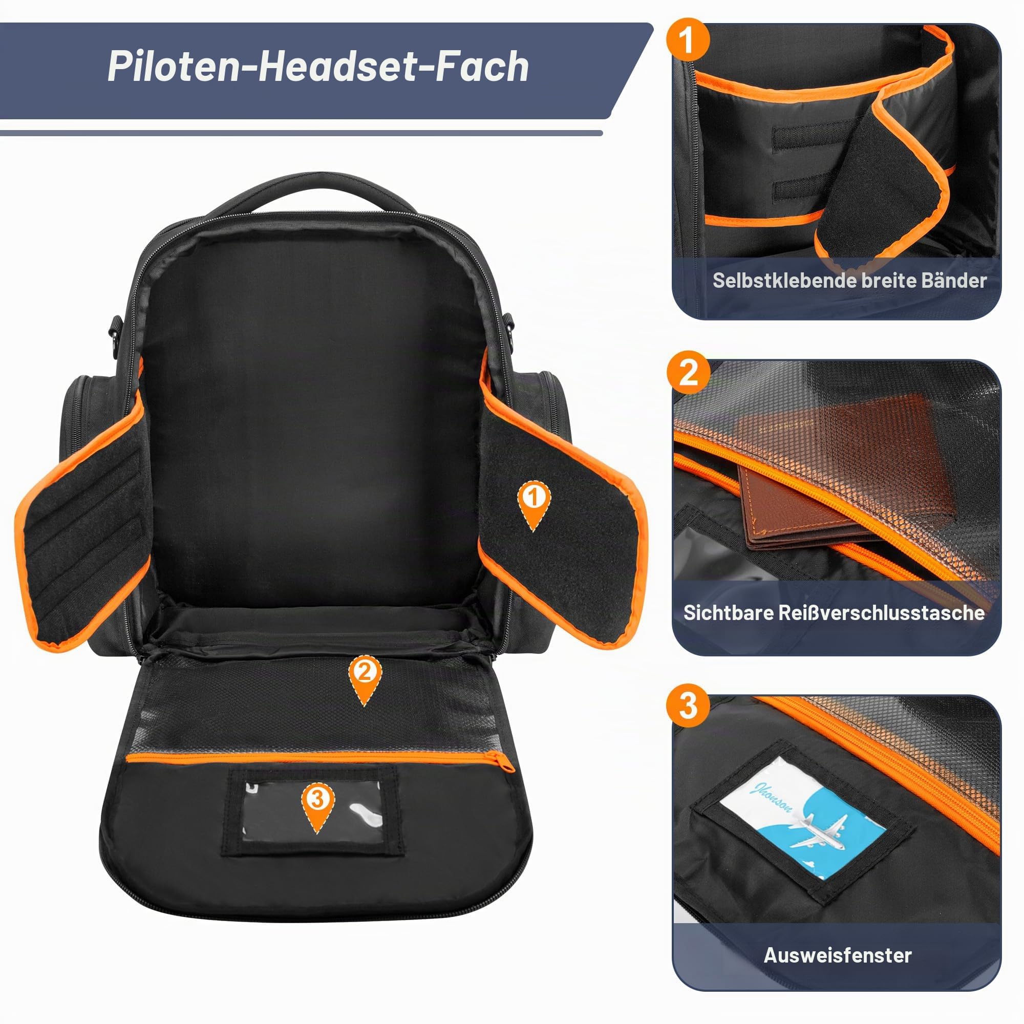 Damero Pilotenkoffer für Kopfhörer, Kopfhörer Tasche für Flieger, Schwarz