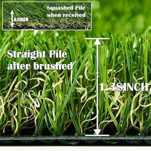 Miniatura 2 de ZGR Alfombra césped artificial de muchos tamaños de césped artificial, césped sintético, césped realista, 4 tonossuave, con agujeros de drenaje y
