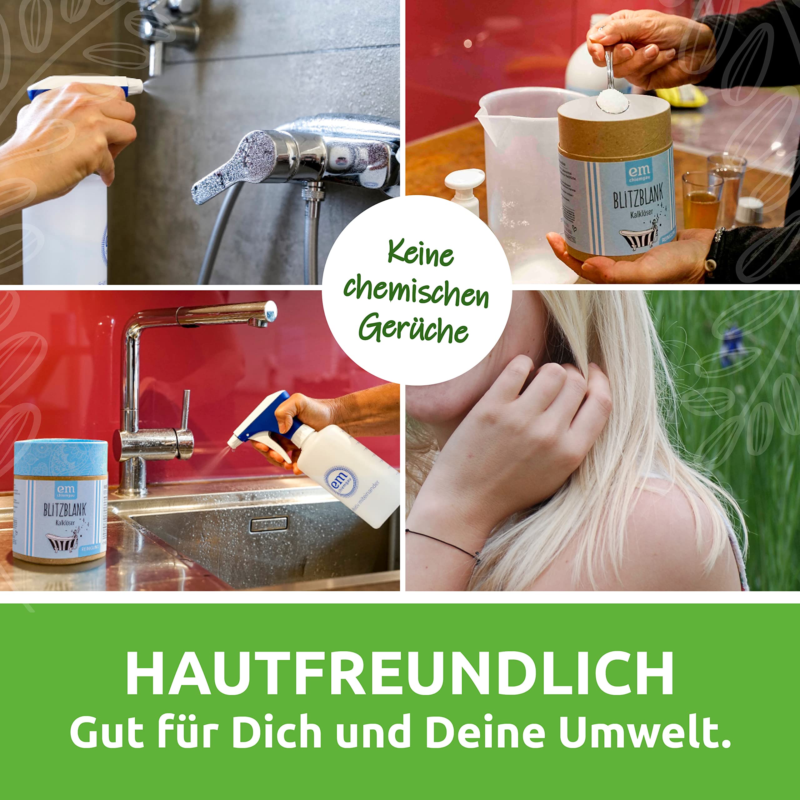 Fischer's EM-Chiemgau® Blitzblank Kalklöser – Natürlicher Entkalker für Küche & Bad – Granulat mit Fruchtsäuren – Entfernt Kalkablagerungen umweltfreundlich – ECOCERT zertifiziert – 3,5kg