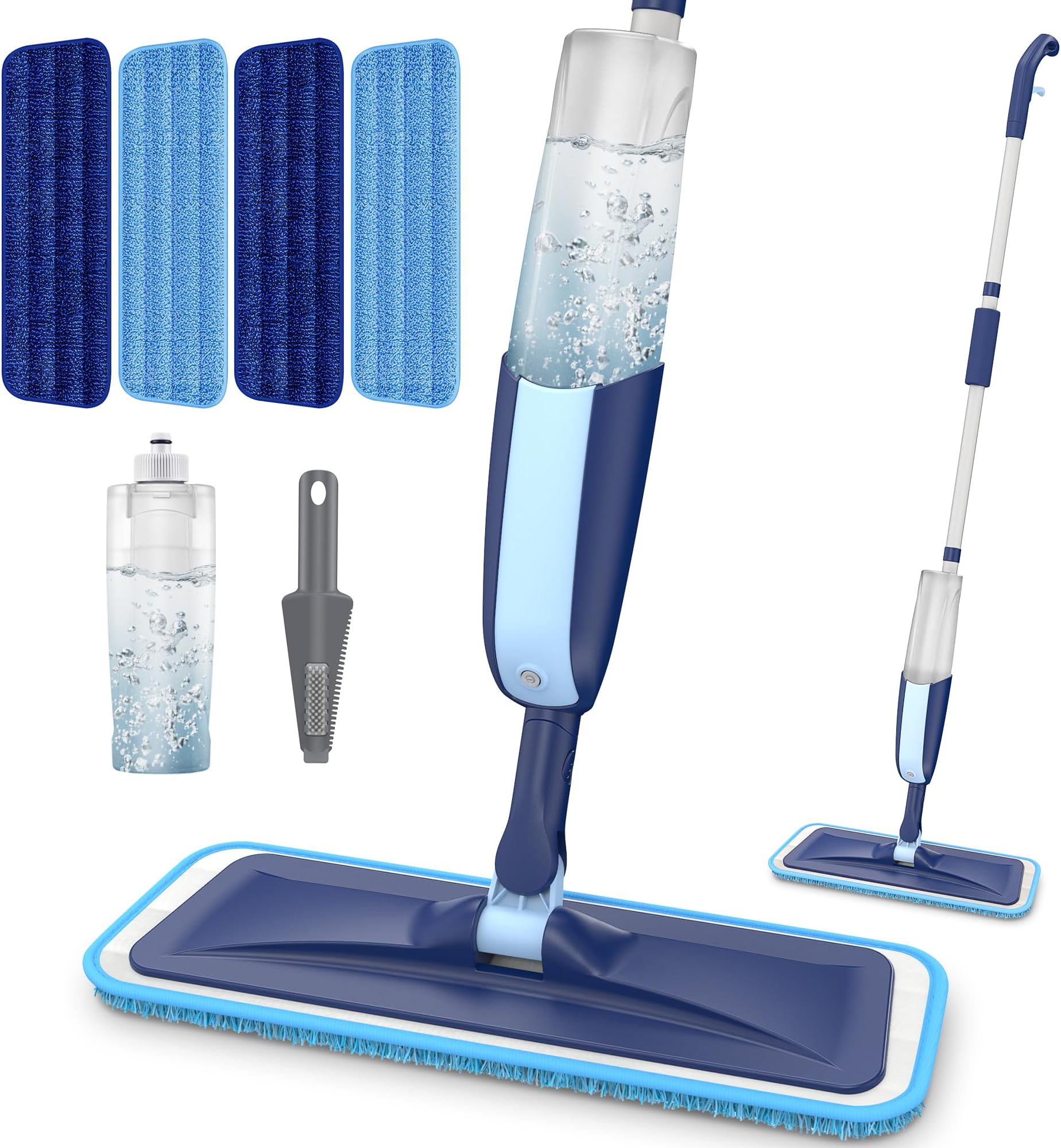 Microfiber Wet Spray Mops for Hardwood Floor Cleaning, Dry Wet Dust Wood Floor Mop with 4 Reusable Washable Mop Pads Refills Fit for Swiffer Power Mop, Flat Floor Mop for Laminate Ceramic Vinyl Tile