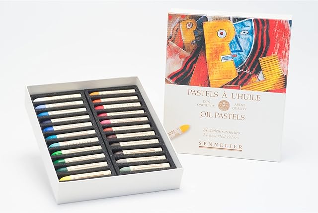 Sennelier Oil Pastels Assorted 24/PKG, Wood Glass Metal, Count (Pack of 1)