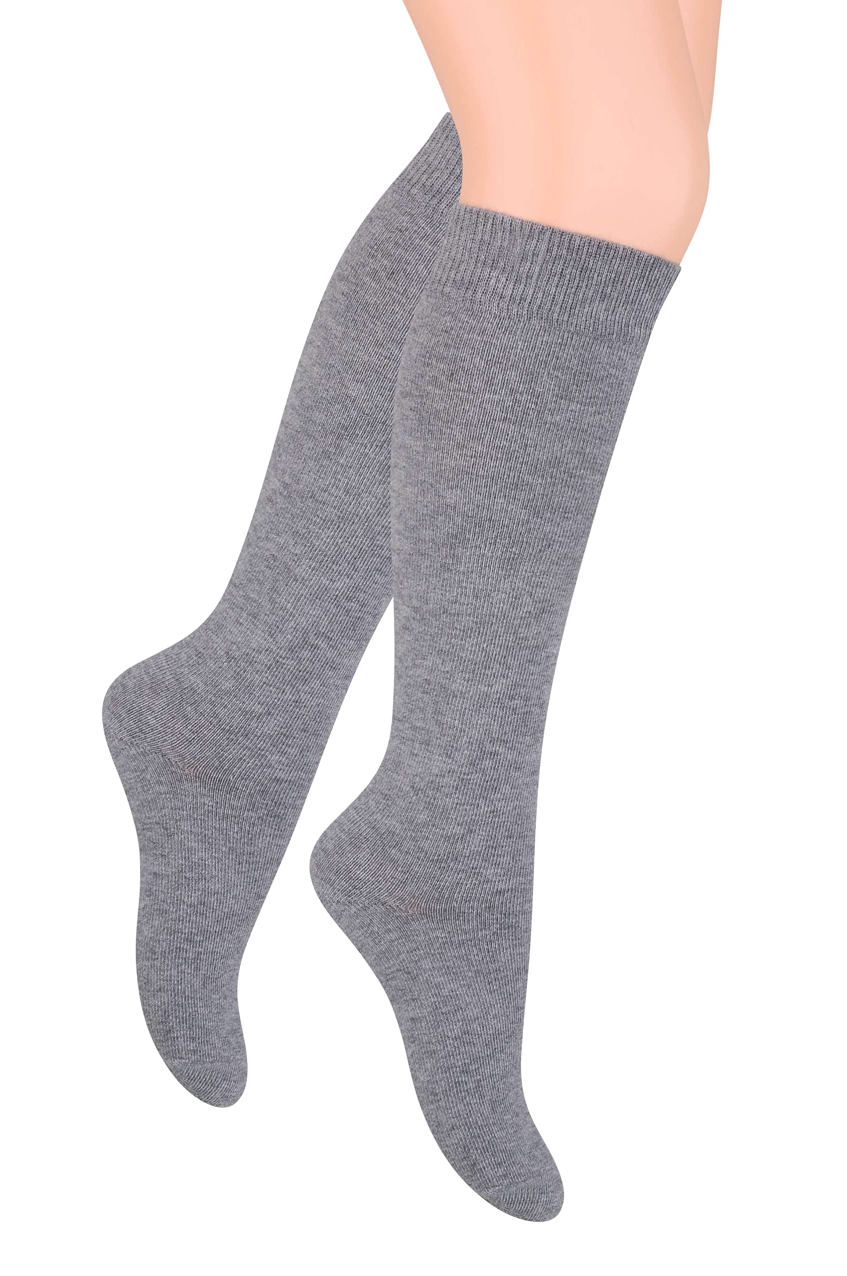 STEVEN Calcetines Hasta la Rodilla para Mujer I I Rodilla Alta Calcetines Largos para Muchachas I Algodón de Punto Liso Calcetines Largos I Calientes Cómodos