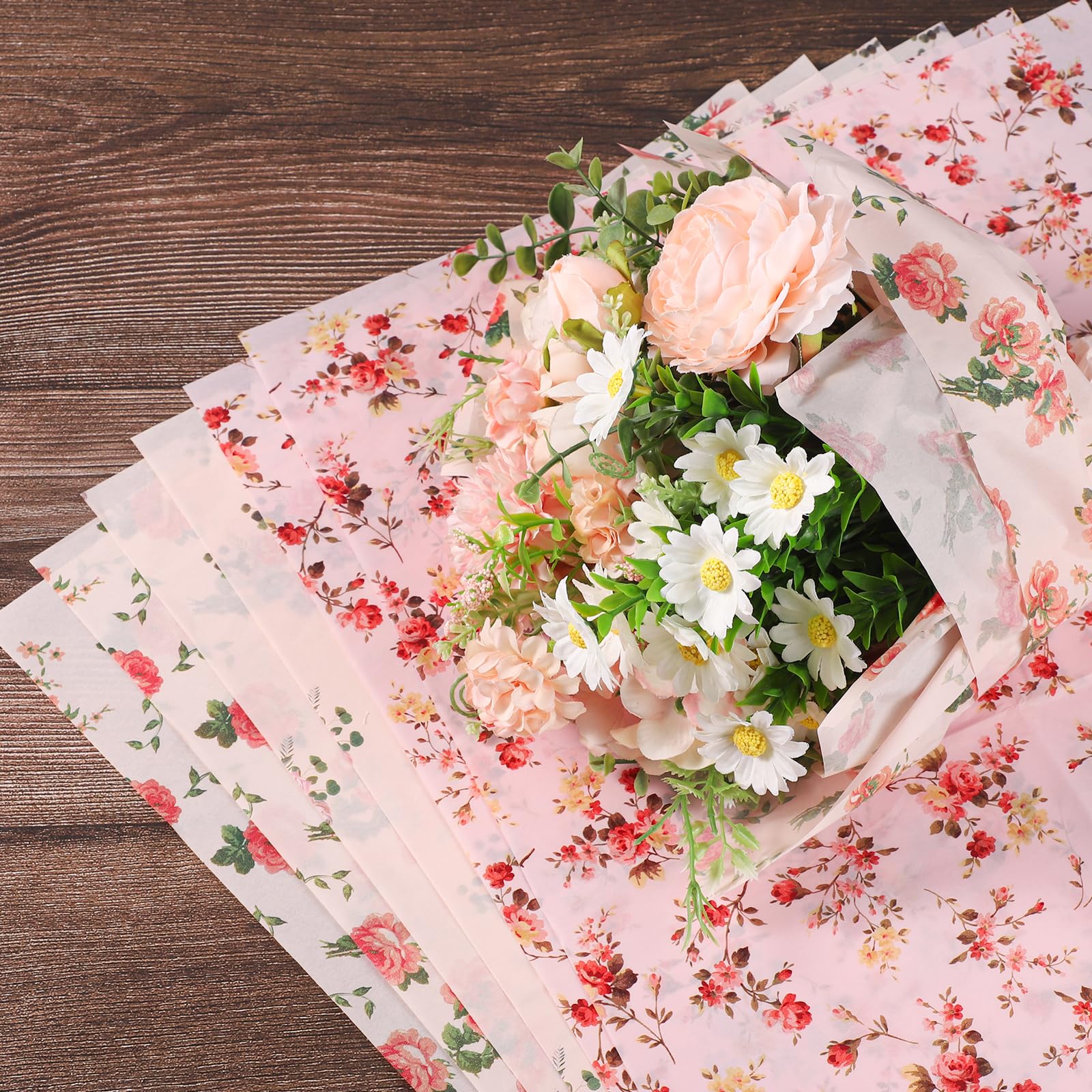 30 Sheets Heart Flower Tissue Paper - 19.68x13.78in Gift Wrapping Paper For Crafts - View #12
