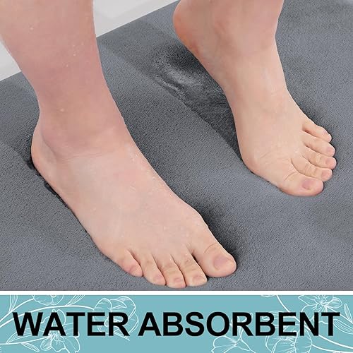 Miniatura 5 de Smiry - Tapete de baño de espuma viscoelástica, supersuave, absorbente, antideslizante, alfombra para el suelo del baño, 24 x 16 pulgadas, color