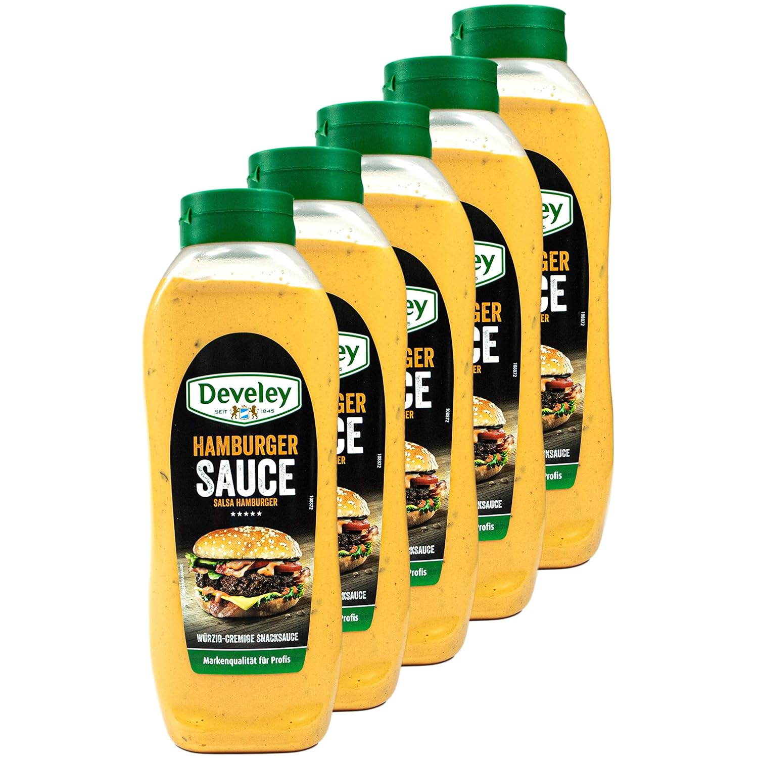 Develey 5er Set Original Hamburger Sauce mit feinen Gurken und Zwiebelstückchen 875 ml