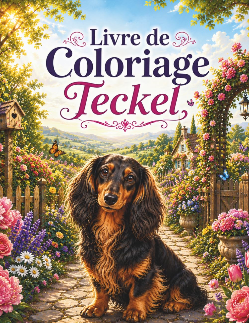 Livre de Coloriage Teckel: Plus de 40 magnifiques illustrations de teckels à colorier – Des scènes adorables dans des jardins, des forêts, la campagne ... pour les amoureux des chiens et les adultes