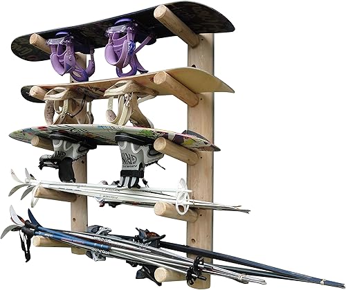 Miniatura 3 de Estante de pared para esquís y snowboard, 5 lugares.