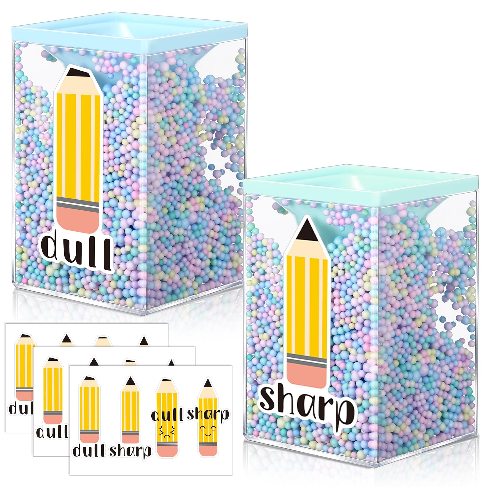 Porte-crayons pointus et ternes Fullhawl lot de 5 pots bleus et verts pour stylos