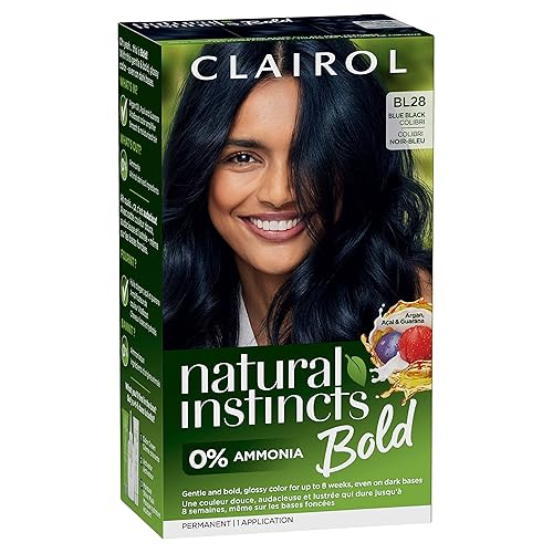 Clairol Natural Instincts Bold - Tinte permanente para el cabello, BL28 Blue Black Colibri, paquete de 1 unidad
