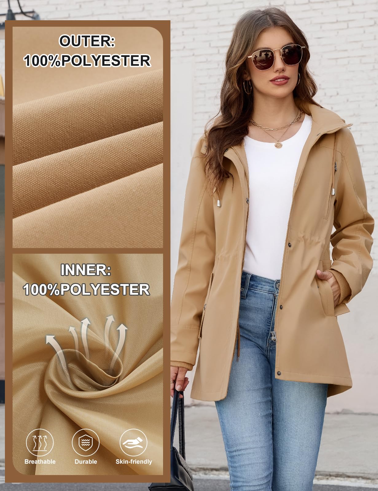 Tuopuda Giacche Donne Cappotto Leggera Utility Giubbotto Casual Giacca con Cerniera Cappuccio Outdoor Primaverile Autunno