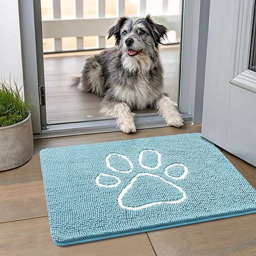 Miniatura 112 de Smiry Tapete para puerta de perro para patas fangosas, absorbente que atrapa la suciedad, antideslizante, de secado rápido, lavable, tapete de