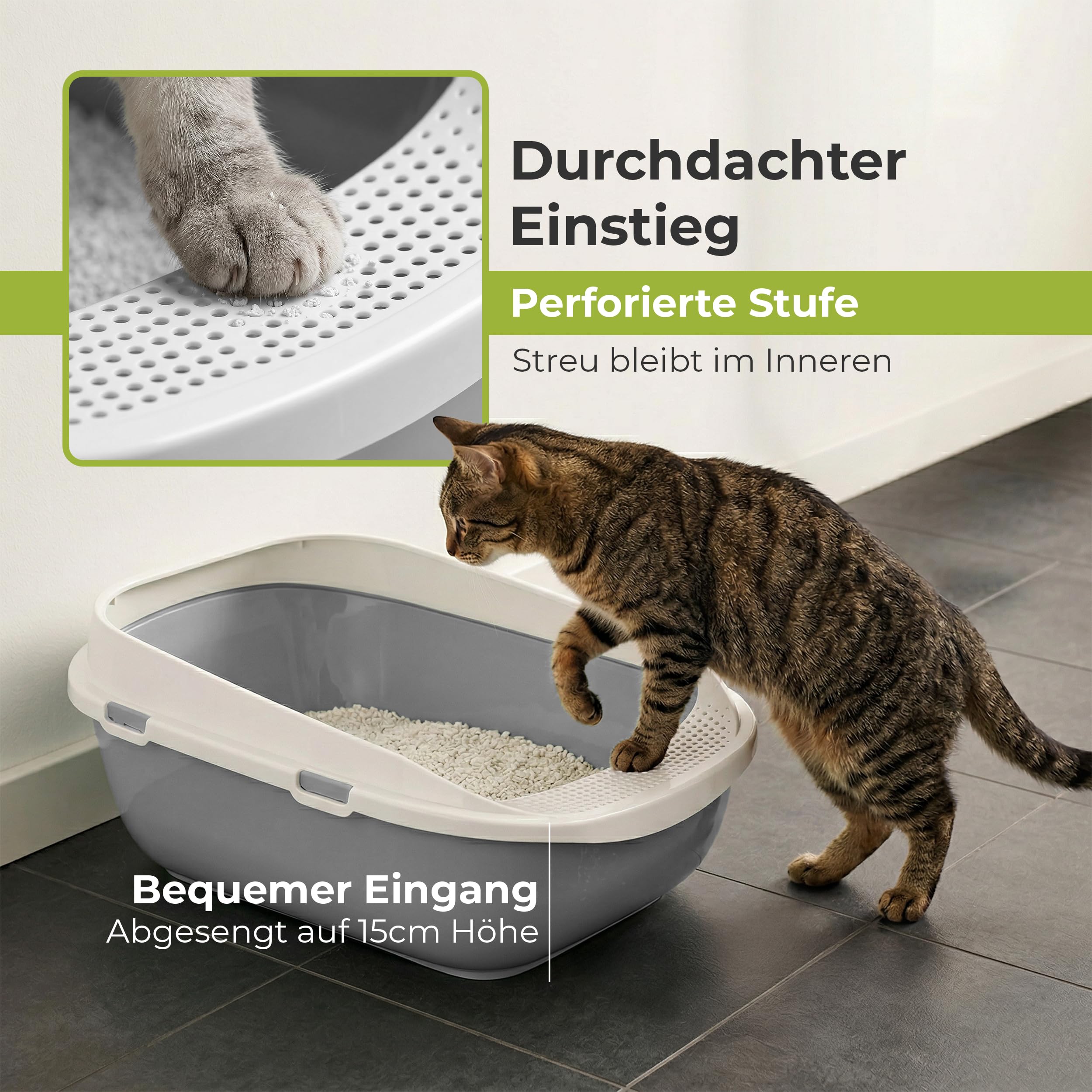 Katzentoilette XXL Jumbo Schale 65 cm graubeige inkl. Schaufel : adena:  Amazon.de: Haustier