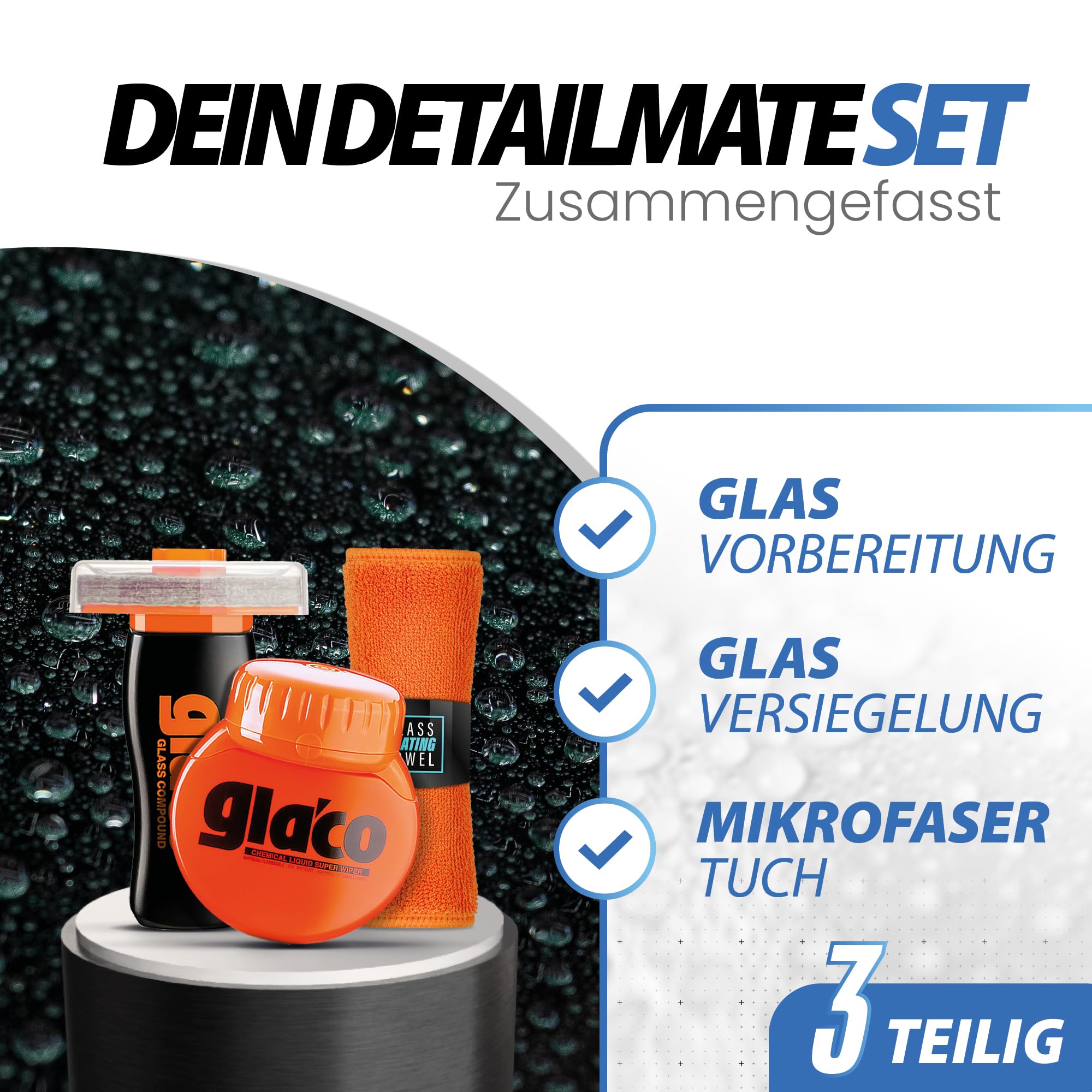 Juego de sellador de parabrisas para coche, Soft99 Glaco Glass Compound Roll On Limpiador profundo + Glaco Roll On Grande, deflector de lluvia eficiente para ventanas de coche hasta 3 meses, sellado