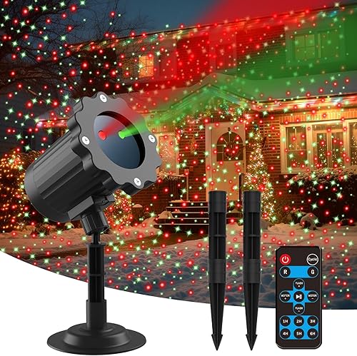Miniatura 1 de Proyector de luces de Navidad al aire libre, decoraciones de Navidad impermeables, proyector de luces LED con temporizador de control remoto, luz de