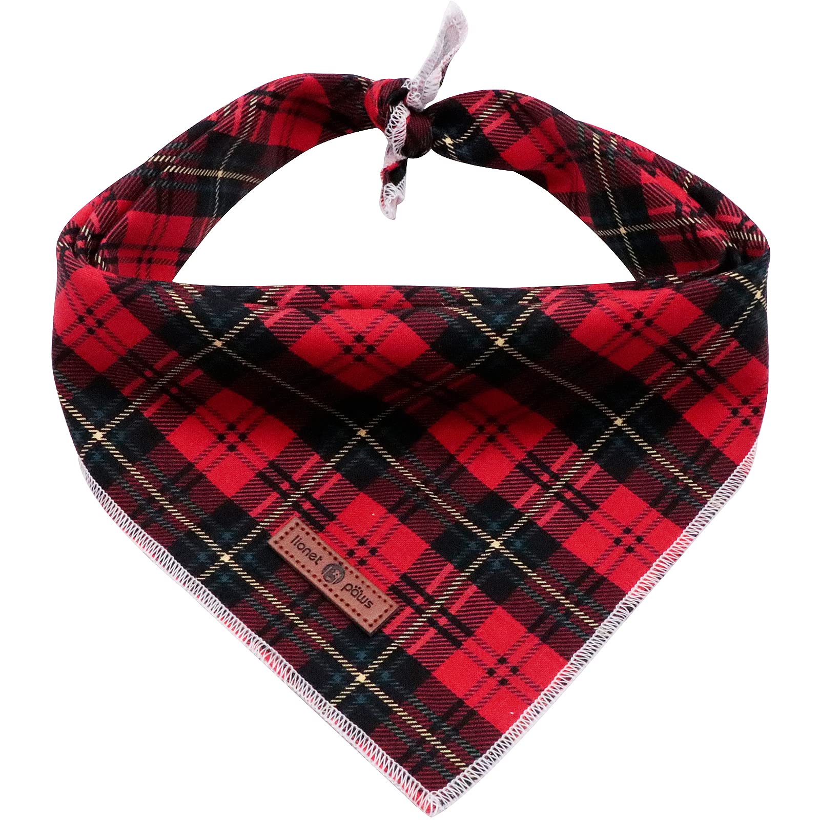 Lionet Paws Christmas Dog Bandana Washable Cotton Handkerchief Scarf Triangle Bandana for Small Medium Large Dogs Girl Boy
