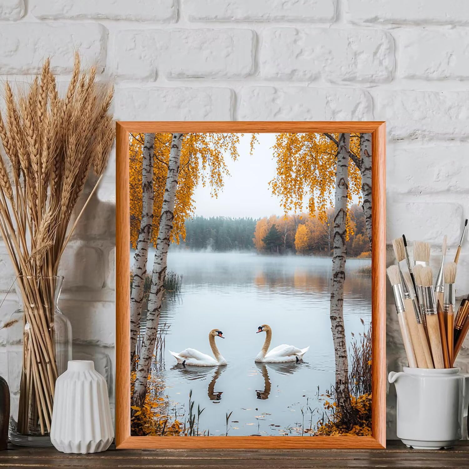 Paesaggio dei cigni Dipingere con i Numeri per Adulti, 70x90cm a-254 | Paint by Numbers Kit con Pennelli e Acrilico Pigmento, Fai da te Olio La Pittura di Numeri Kit, Decora la Casa, senza Cornice