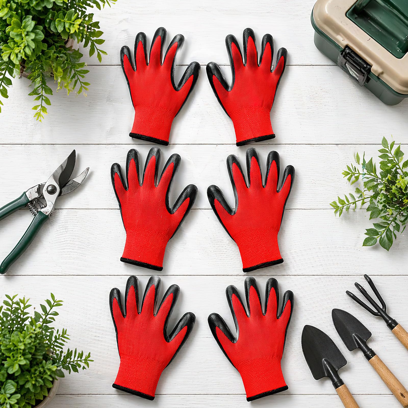 LYCN 90 paia di guanti da giardinaggio per uomo e donna, traspiranti, rivestiti in gomma nitrilica, guanti da lavoro di sicurezza, a prova di spine, guanti da lavoro all'aperto con impugnatura, per